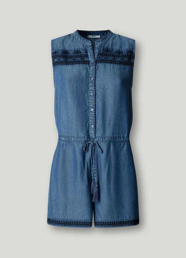 EMBROIDERED DETAIL MINI JUMPSUIT
