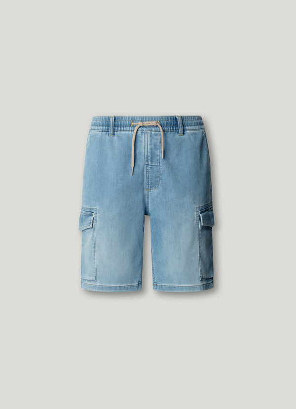 SLIM FIT DENIM CARGO SHORTS