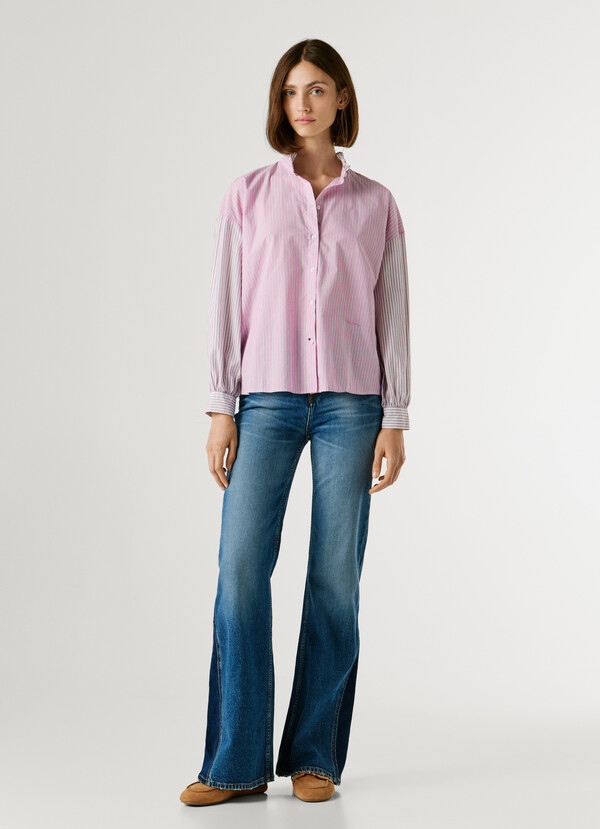 STRIPED POPLIN BLOUSE