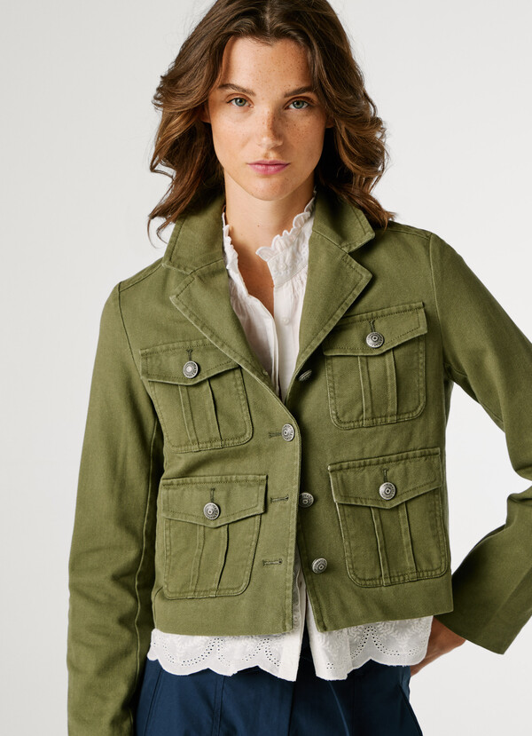 CROPPED FIT TWILL JACKET