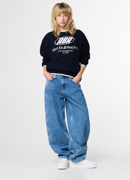 WIDE FIT BALLOON EFFECT JEANS