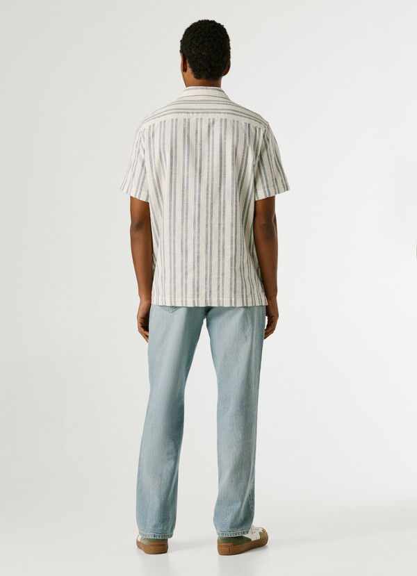 STRIPED SHIRT WITH CUBAN COLLAR