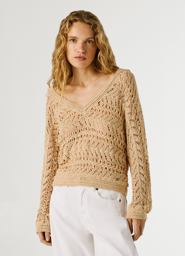 V-NECK OPENWORK JUMPER