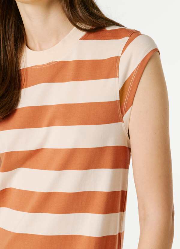 STRIPED MIDI DRESS