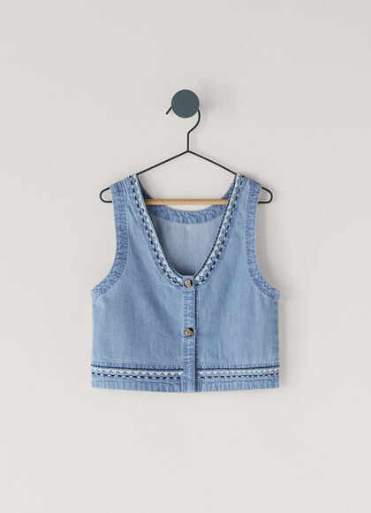 SLEEVELESS DENIM TOP