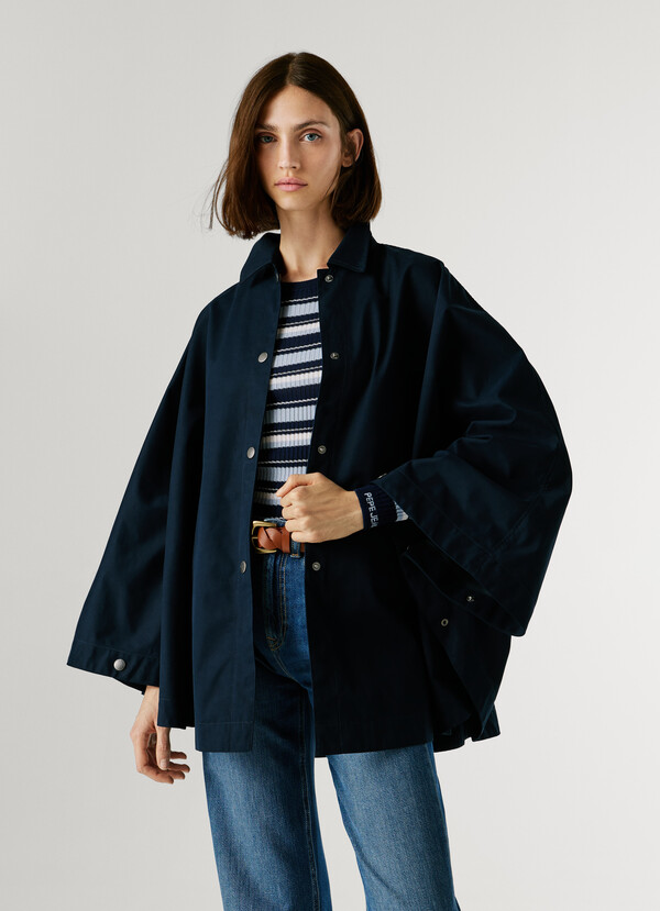 CAPE COAT WITH SHIRT COLLAR