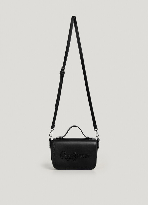 LEATHER EFFECT SHOULDER BAG WITH FLAP