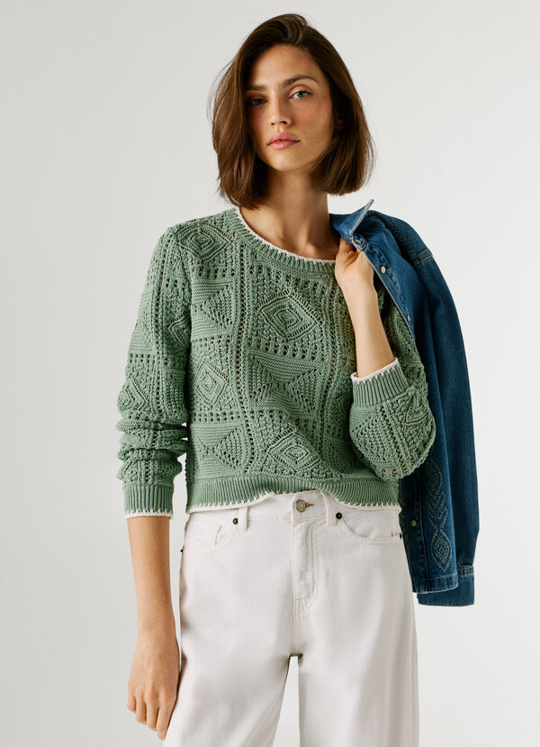 CREW NECK OPENWORK JUMPER