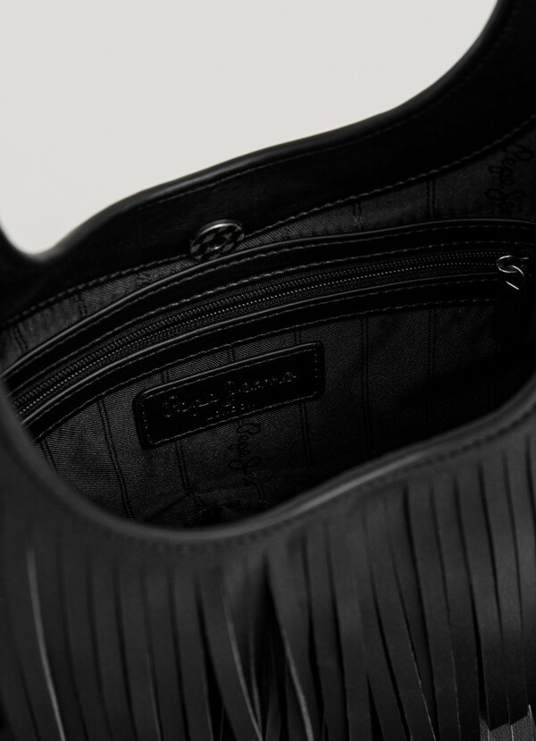 Leather effect crescent-shaped handbag