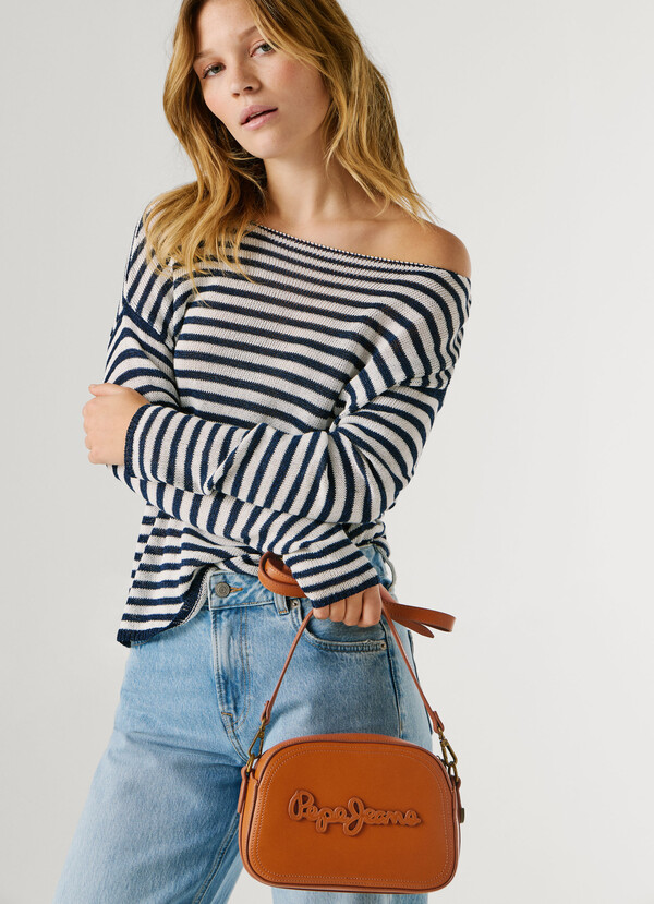 LEATHER EFFECT SHOULDER BAG WITH LOGO