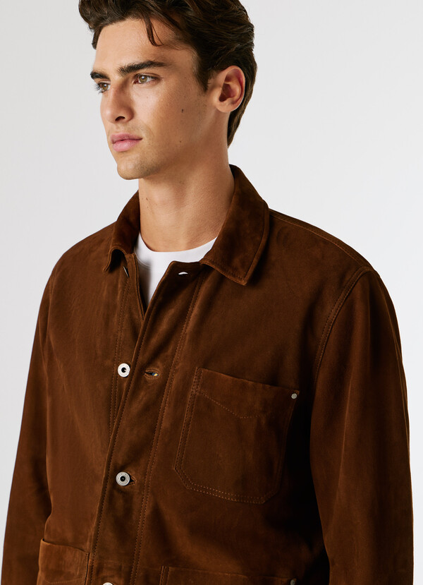 SUEDE JACKET WITH BUTTON-UP FASTENING