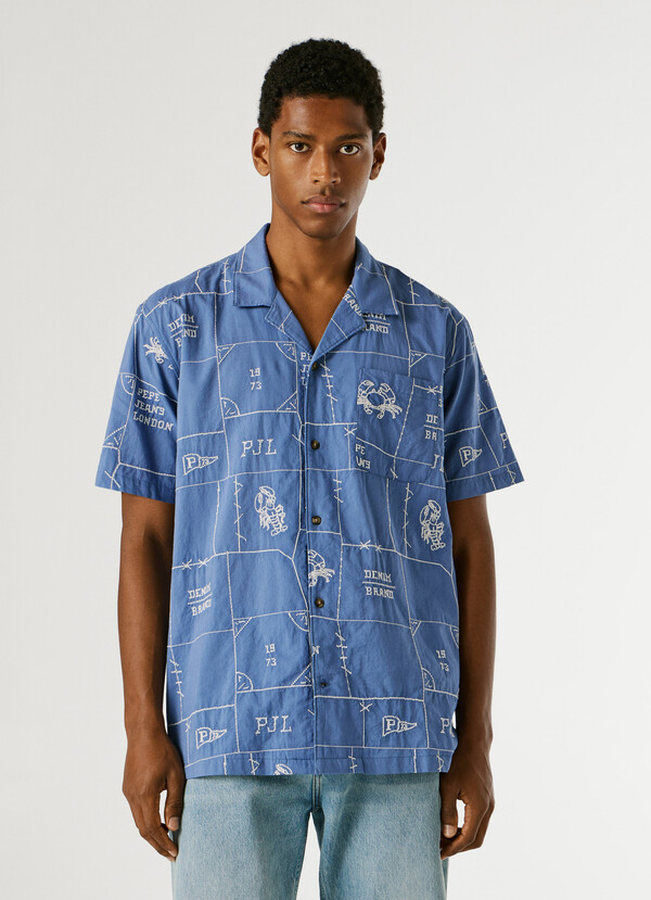 POPLIN SHIRT WITH CUBAN COLLAR