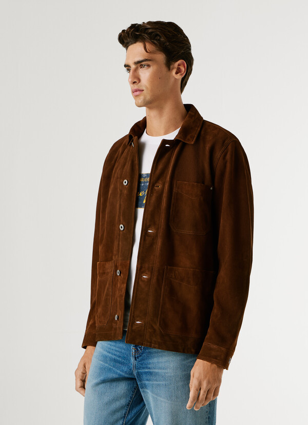 SUEDE JACKET WITH BUTTON-UP FASTENING