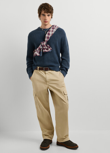 RELAXED FIT TWILL CARGO TROUSERS