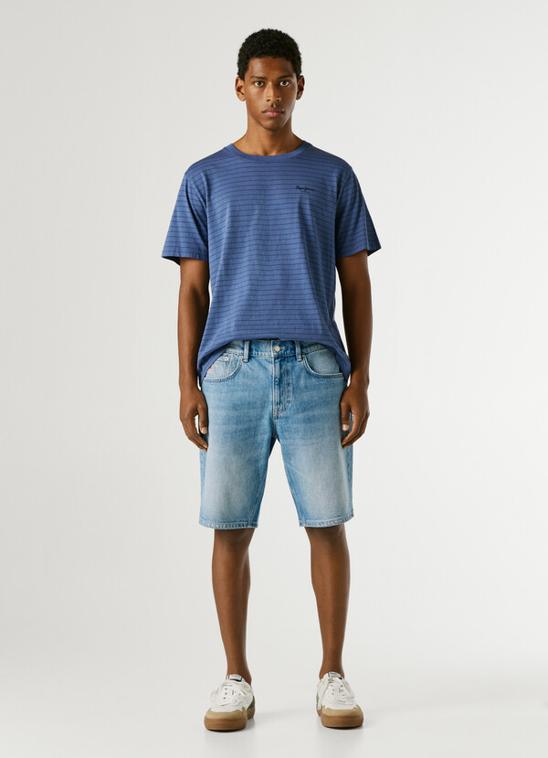 TAPER FIT DENIM BERMUDA SHORTS