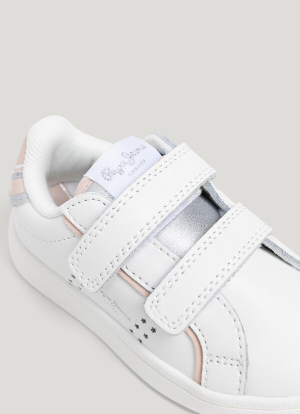 LEATHER TRAINERS WITH VELCRO CLOSURE