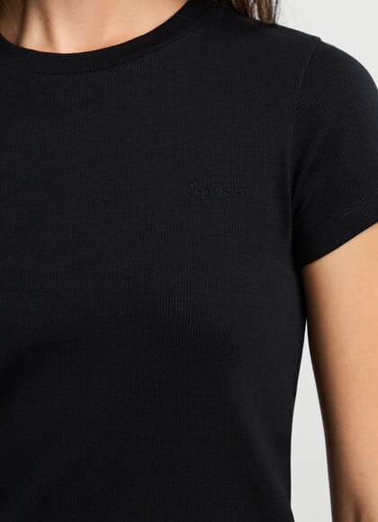 RIBBED EMBROIDERED LOGO T-SHIRT