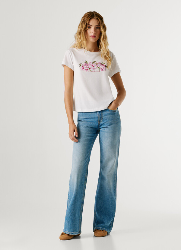 PRINTED FLORAL LOGO T-SHIRT