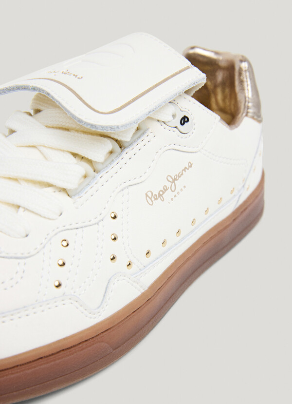 LEATHER TRAINERS WITH STUDS - BALL