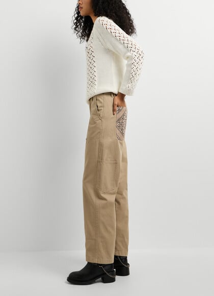 STRAIGHT FIT TWILL CARGO TROUSERS