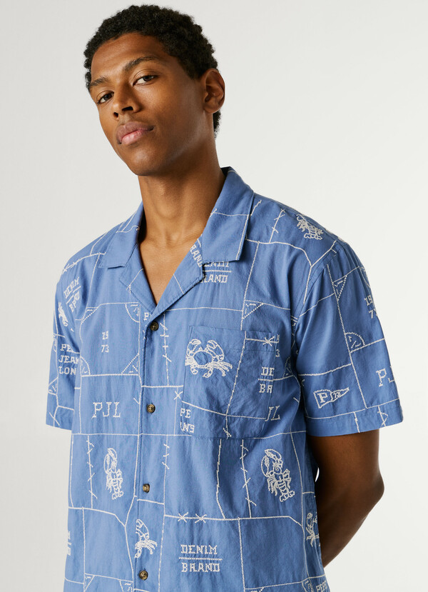 POPLIN SHIRT WITH CUBAN COLLAR