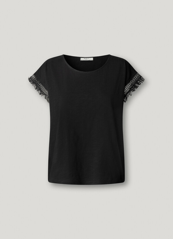CREW NECK T-SHIRT WITH FRINGES