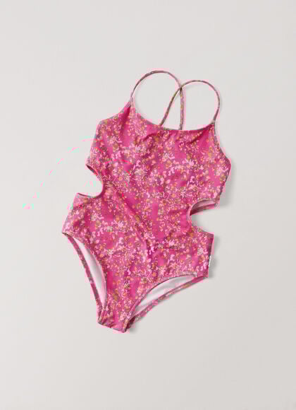 CUT OUT FLORAL SWIMSUIT