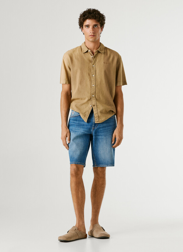 TAPER FIT DENIM BERMUDA SHORTS