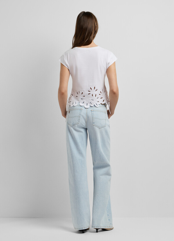 T-SHIRT WITH OPENWORK FLOWERS
