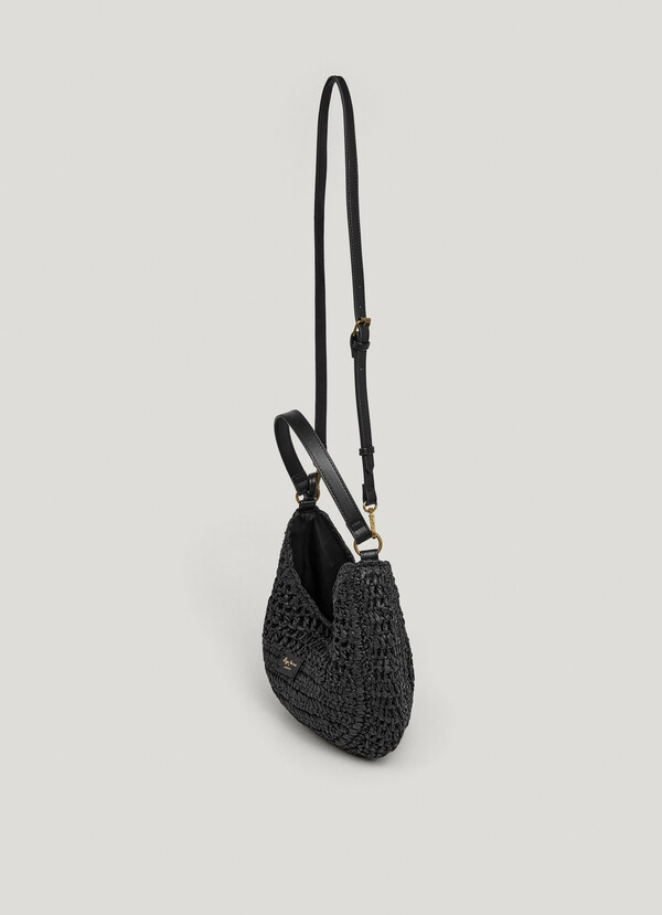 Crescent-Shaped Raffia Handbag