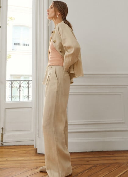 WIDE LEG LINEN TROUSERS
