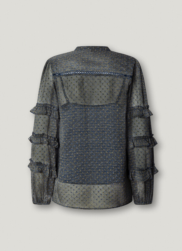 SEMI-TRANSPARENT BLOUSE WITH RUFFLES