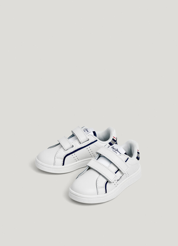 LEATHER TRAINERS WITH VELCRO CLOSURE