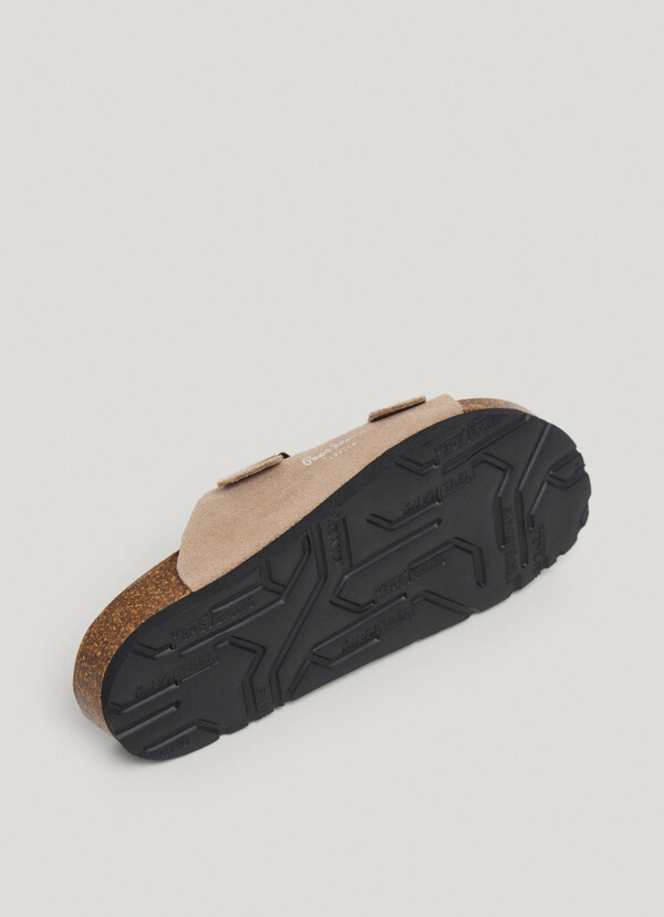 SUEDE SANDALS WITH DOUBLE BUCKLE