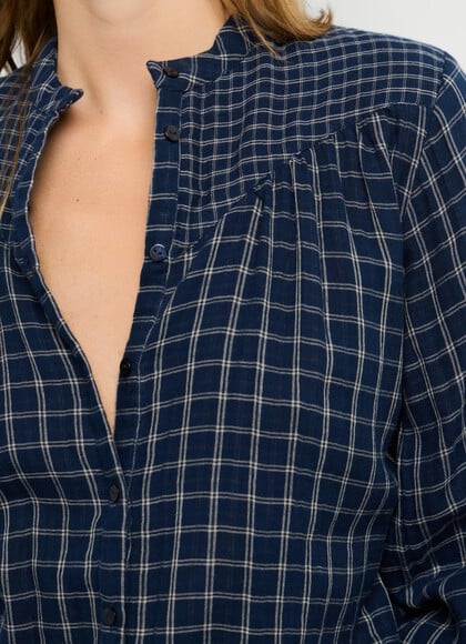 GARMENT DYED CHECKED BLOUSE