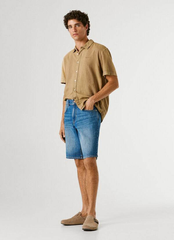 TAPER FIT DENIM BERMUDA SHORTS