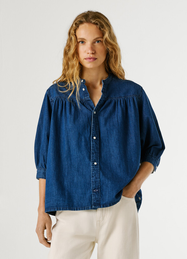 REGULAR FIT DENIM BLOUSE