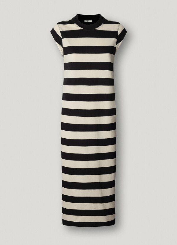 STRIPED MIDI DRESS