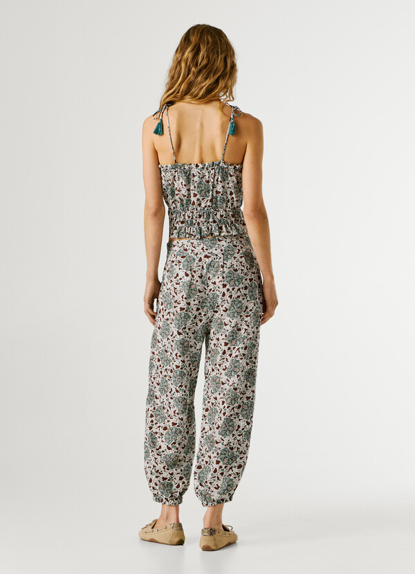 WIDE LEG FLORAL PRINT TROUSERS