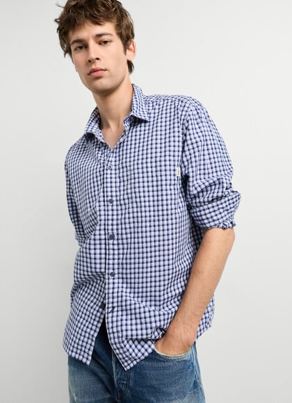 CASUAL FIT CHECKED POPLIN SHIRT