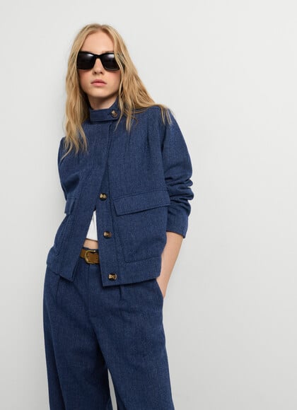 HERRINGBONE HIGH NECK JACKET
