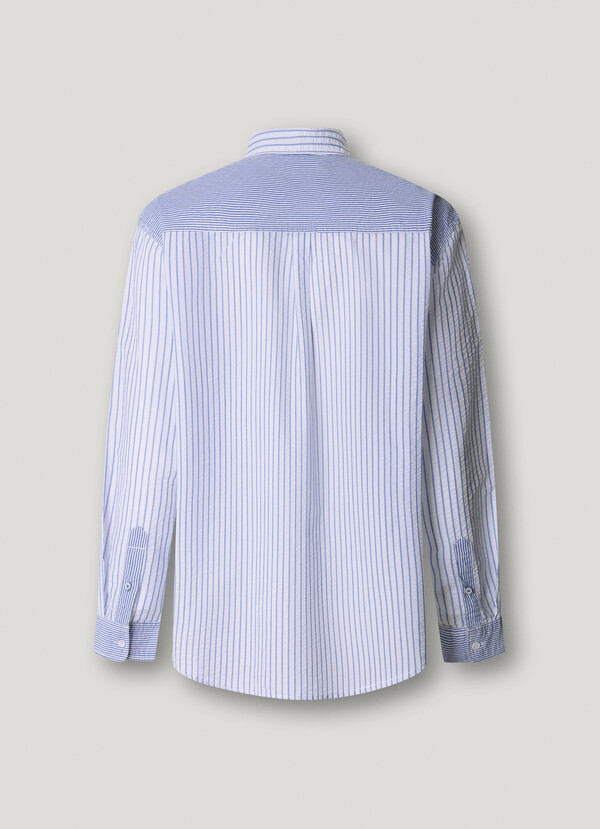 RELAXED FIT STRIPED SEERSUCKER SHIRT