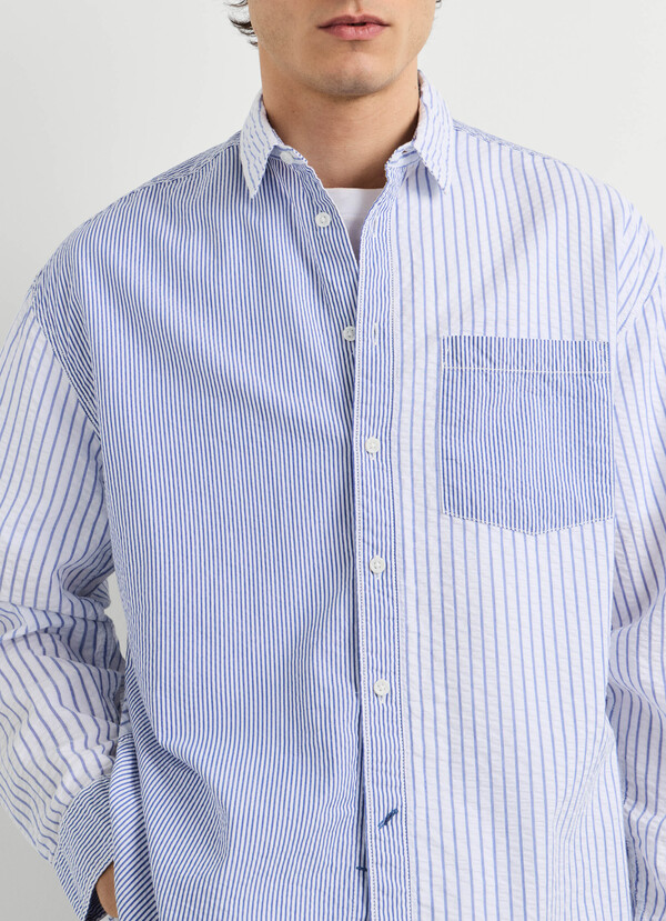 RELAXED FIT STRIPED SEERSUCKER SHIRT