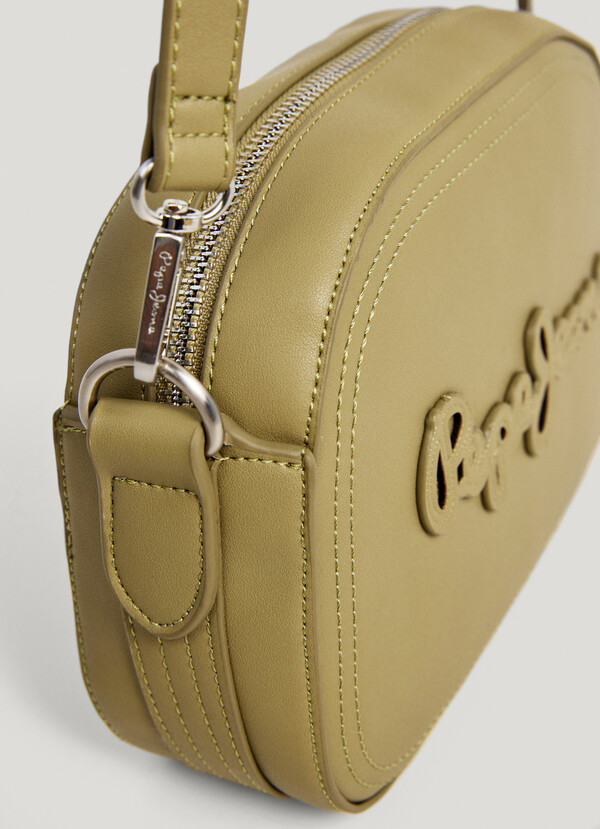 LEATHER EFFECT SHOULDER BAG WITH LOGO