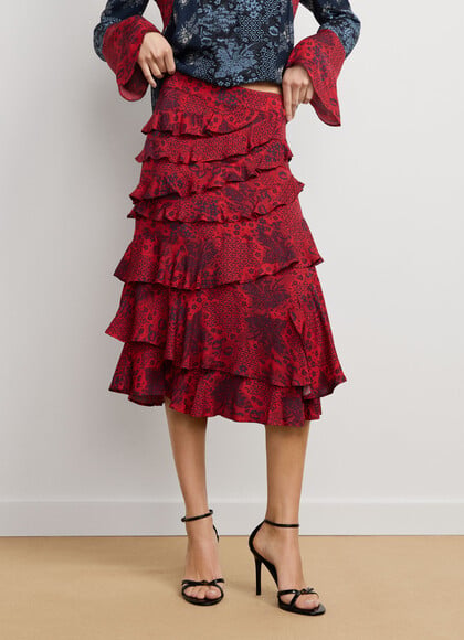 FLORAL PRINT MIDI SKIRT