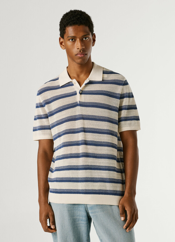 STRIPED KNIT POLO