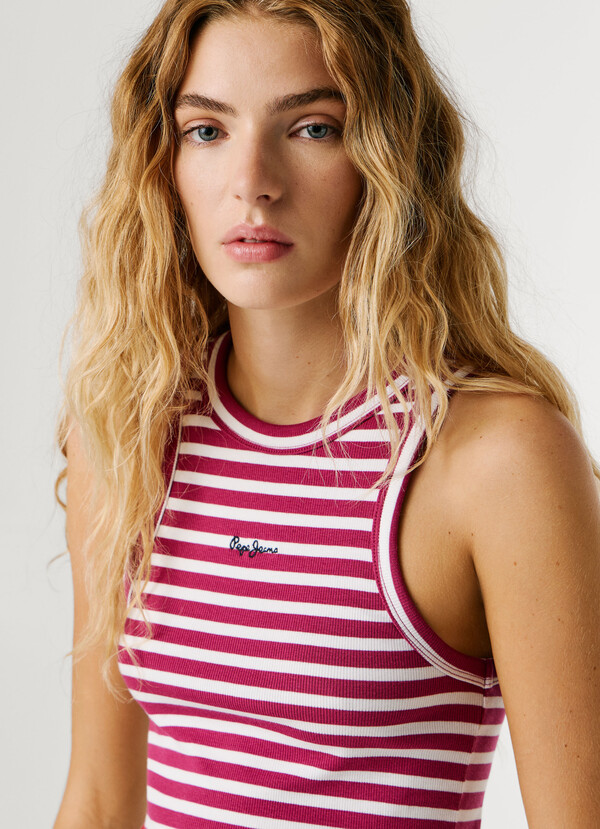 STRIPED RIBBED TOP