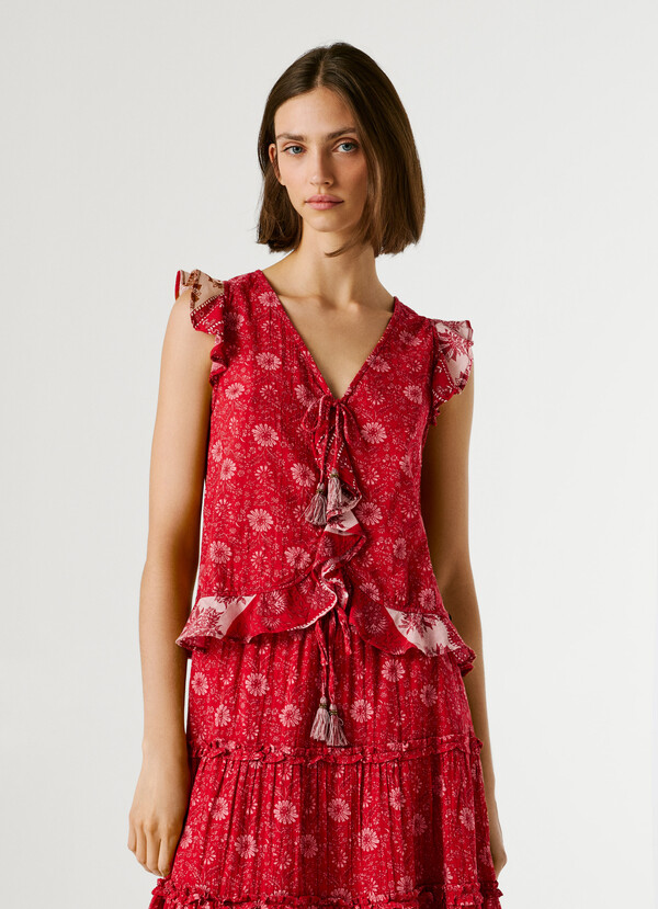 V-NECK FLORAL PRINT TOP