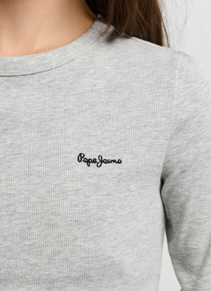 RIBBED LOGO EMBROIDERED T-SHIRT