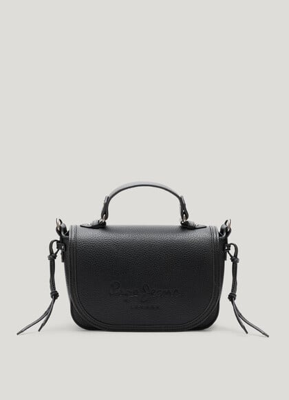 LEATHER EFFECT SHOULDER BAG WITH FLAP